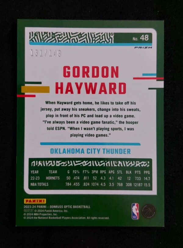 2023-24 Panini Optic Gordon Hayward #48 131/149