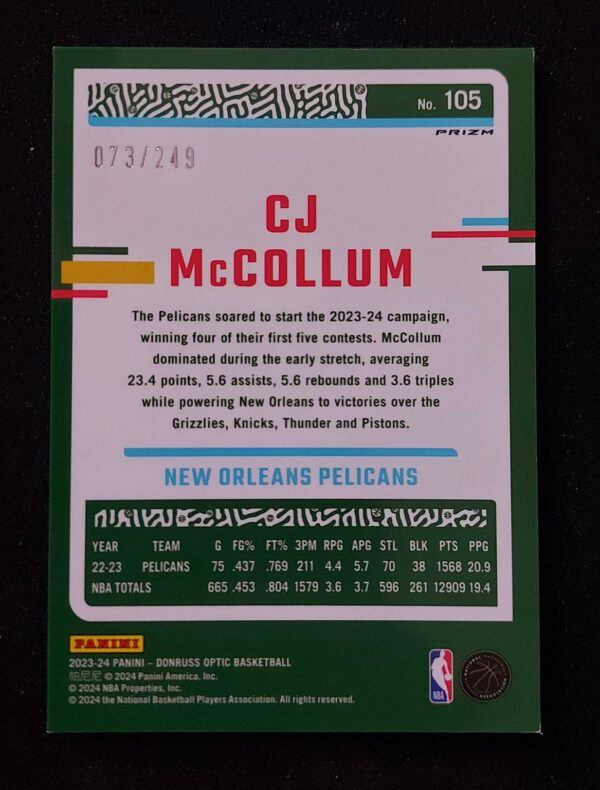 2023-24 Panini Optic CJ McCollum #105 073/249