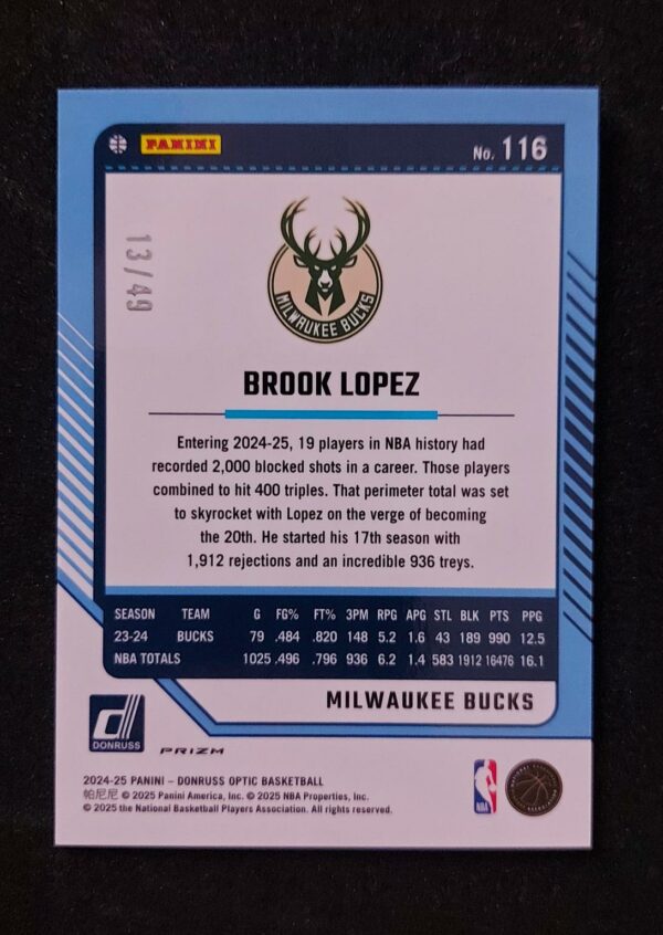 2024-25 Panini Optic Brook Lopez #116 13/49