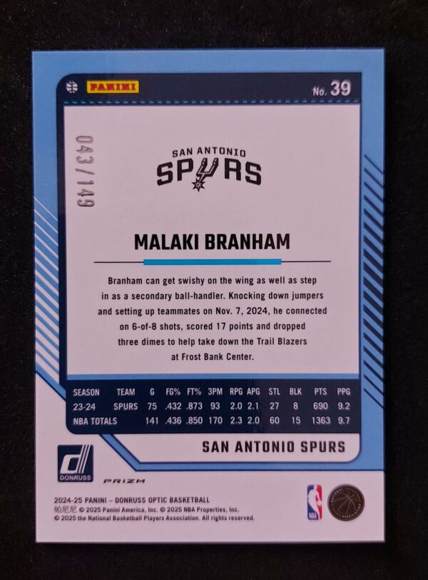 2024-25 Panini Optic Malaki Branham #39 043/149
