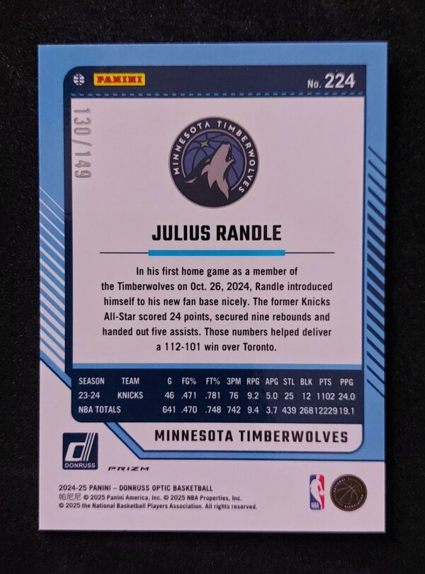 2024-25 Panini Optic Julius Randle #224 130/149