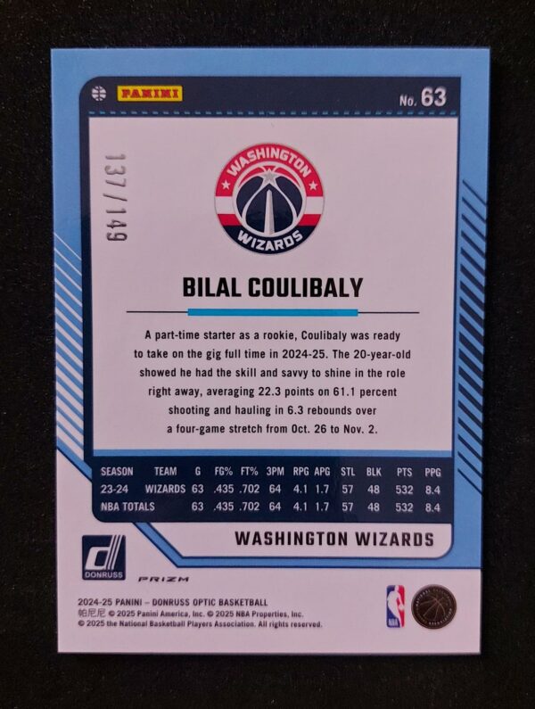 2024-25 Panini Optic Bilal Coulibaly #63 137/149