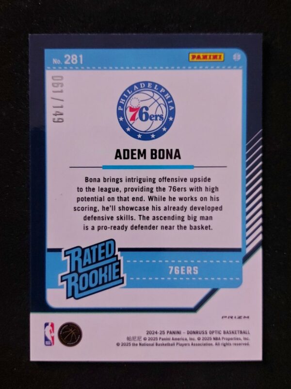 2024-25 Panini Optic Adem Bona #281 061/149 RC