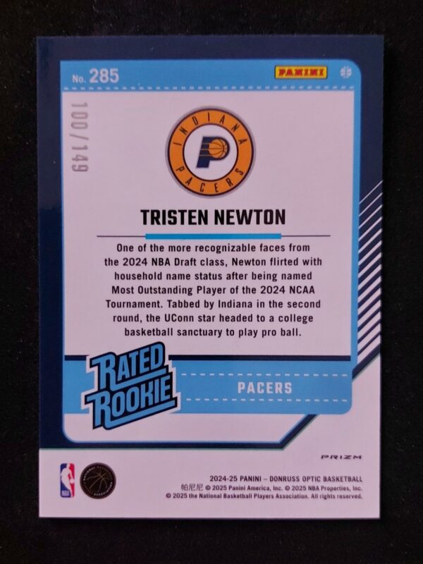 2024-25 Panini Optic Tristen Newton #285 100/149 RC