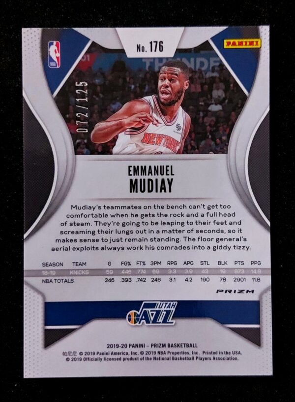 2019-20 Panini Prizm Emmanuel Mudiay #176 072/125