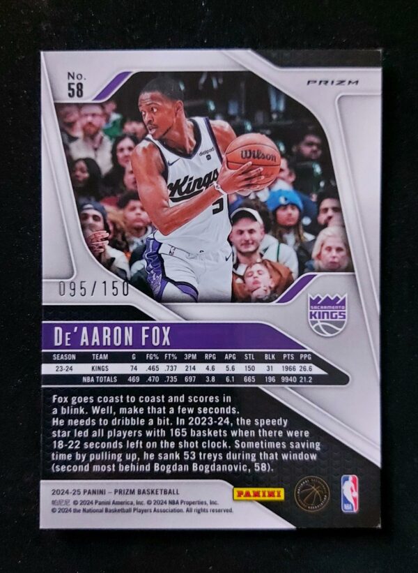 2024-25 Panini Prizm De'Aaron Fox 095/150 Pandora