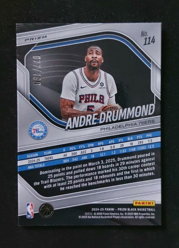 2024-25 Panini Prizm Black Andre Drummond #114 077/199