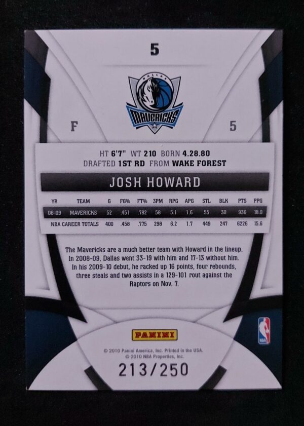 2009-10 Panini Certified Josh Howard #5 213/250