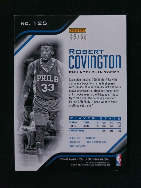 2015-16 Panini Totally Certified Robert Covington #125 05/50