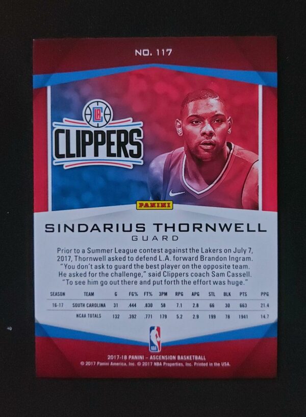 2017-18 Panini Ascension Sindarius Thornwell #117 09/50 RC