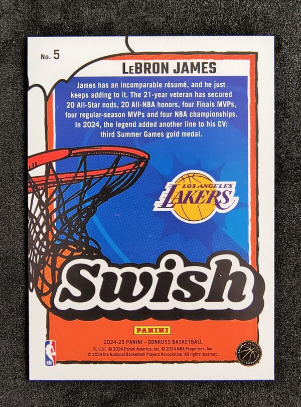2024-25 Panini Donruss Swish Lebron James #5 Press Proof Purple