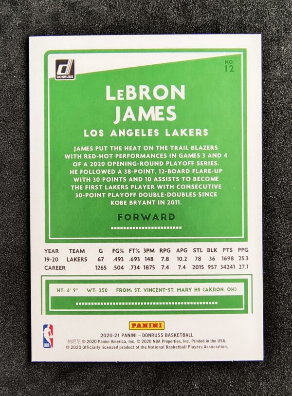 2020-21 Panini Donruss Lebron James #12