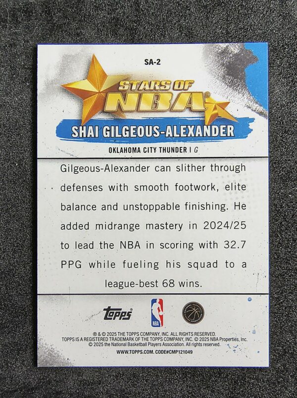 2025-26 Topps Stars of NBA Shai Gilgeous-Alexander Holo