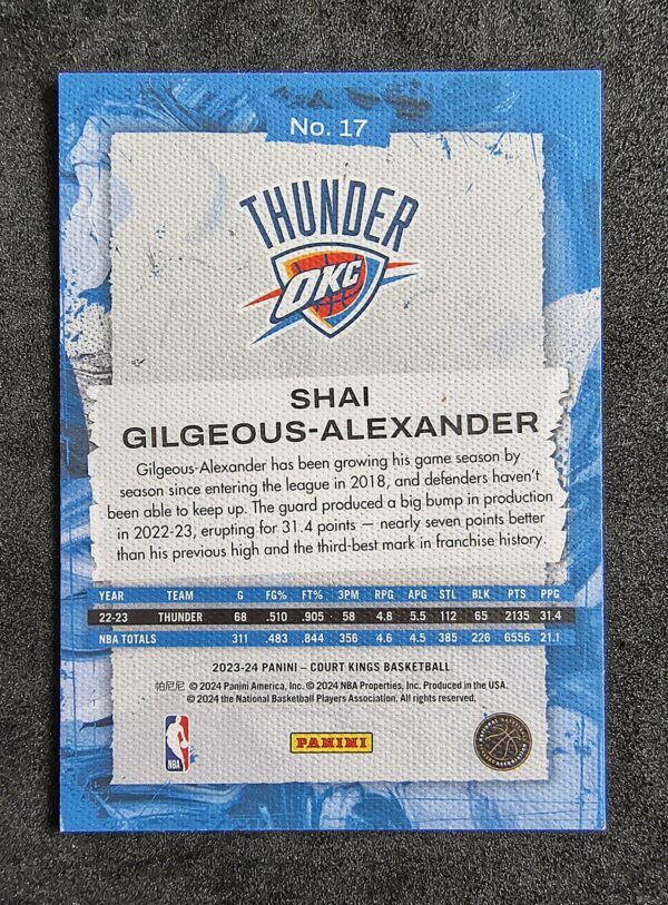 2023-24 Panini Court Kings Shai Gilgeous-Alexander #17
