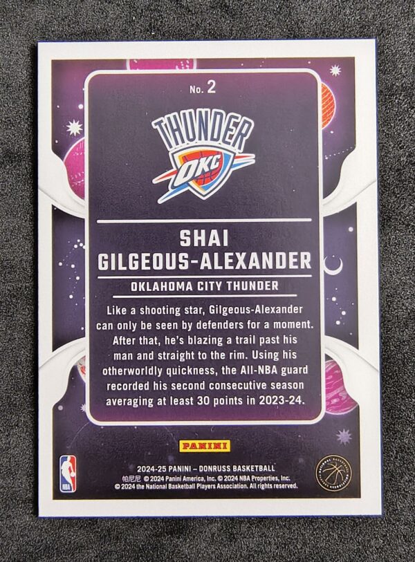 2024-25 Panini Donruss Zero Gravity Shai Gilgeous-Alexander #2 Press Proof Gold