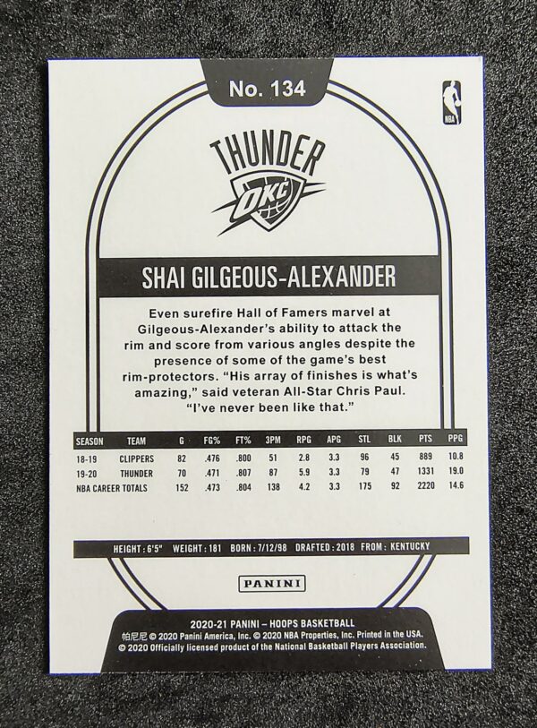 2020-21 Panini Hoops Shai Gilgeous-Alexander #134