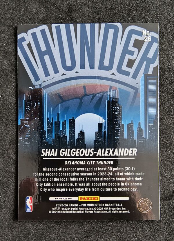 2023-24 Panini Hoops Premium Stock City Edition Shai Gilgeous-Alexander #26 Silver Prizm
