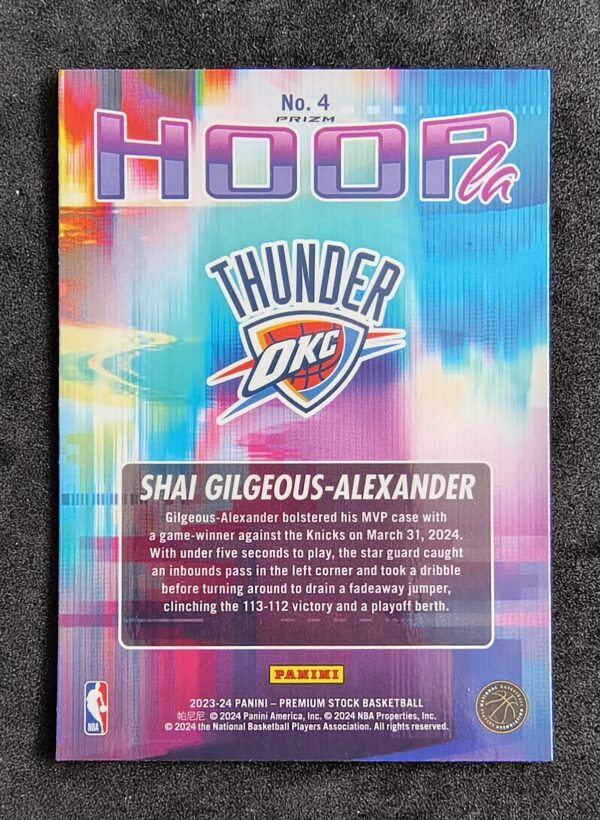 2023-24 Panini Hoops Premium Stock Hoopla Shai Gilgeous-Alexander #4 Silver Prizm