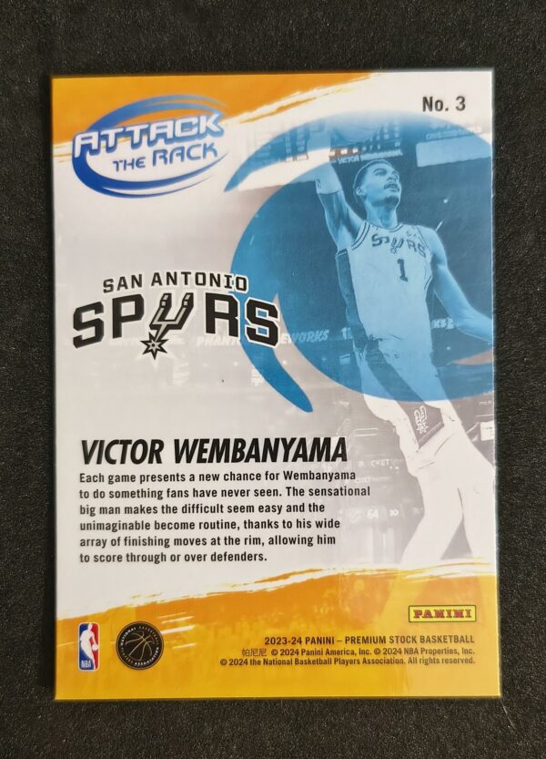 2023-24 Panini Hoops Premium Stock Attack the Rack Victor Wembanyama #3 RC