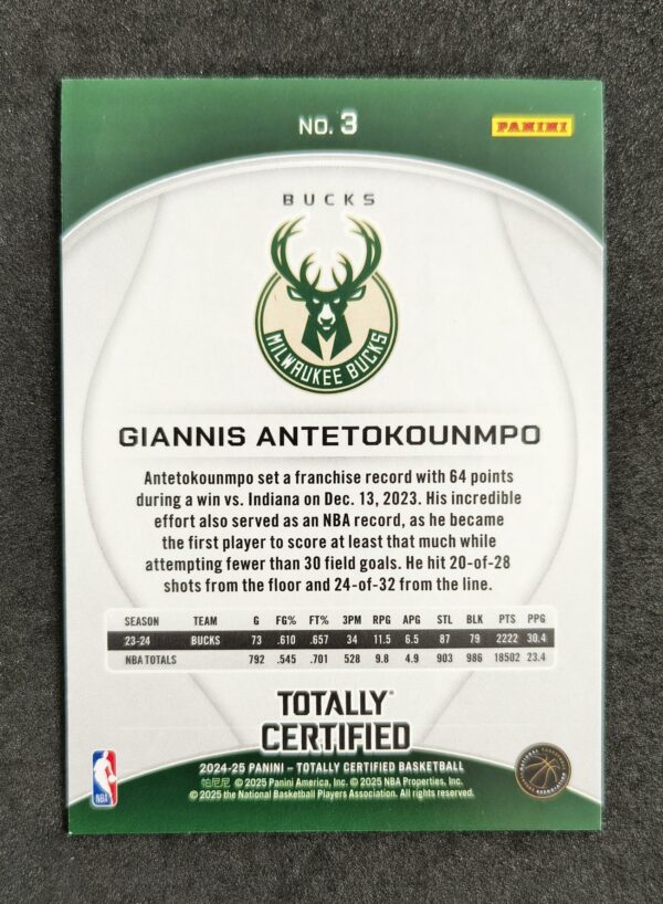 2024-25 Panini Totally Certified Giannis Antetokounmpo #3