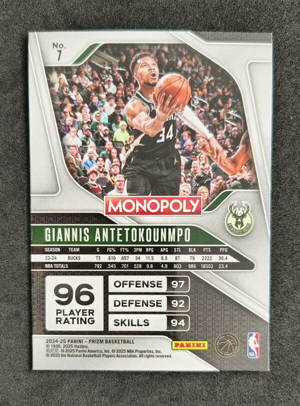 2024-25 Panini Prizm Monopoly Giannis Antetokounmpo #7