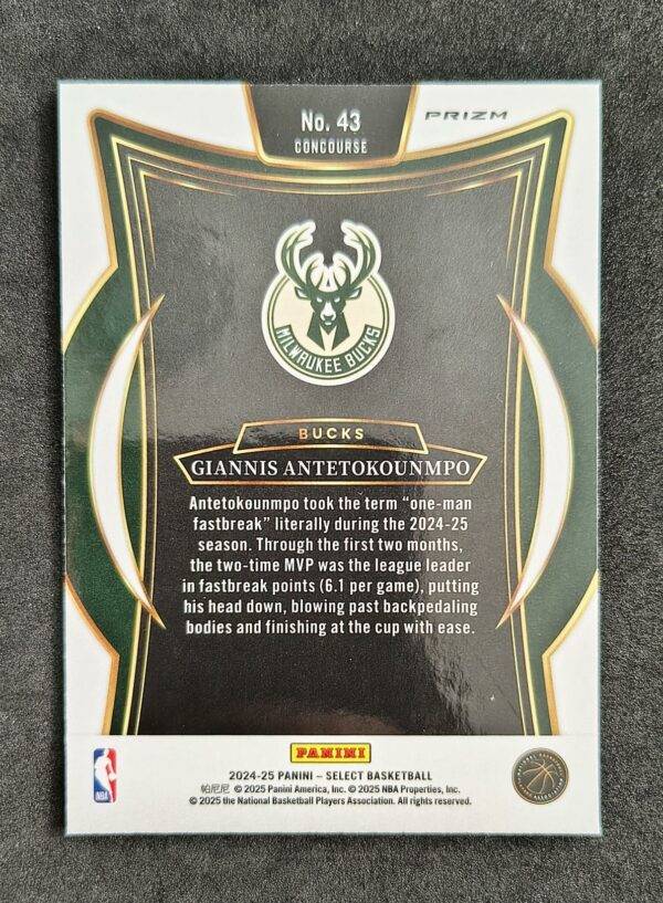 2024-25 Panini Select Giannis Antetokounmpo #43 Concourse Blue Cracked Ice