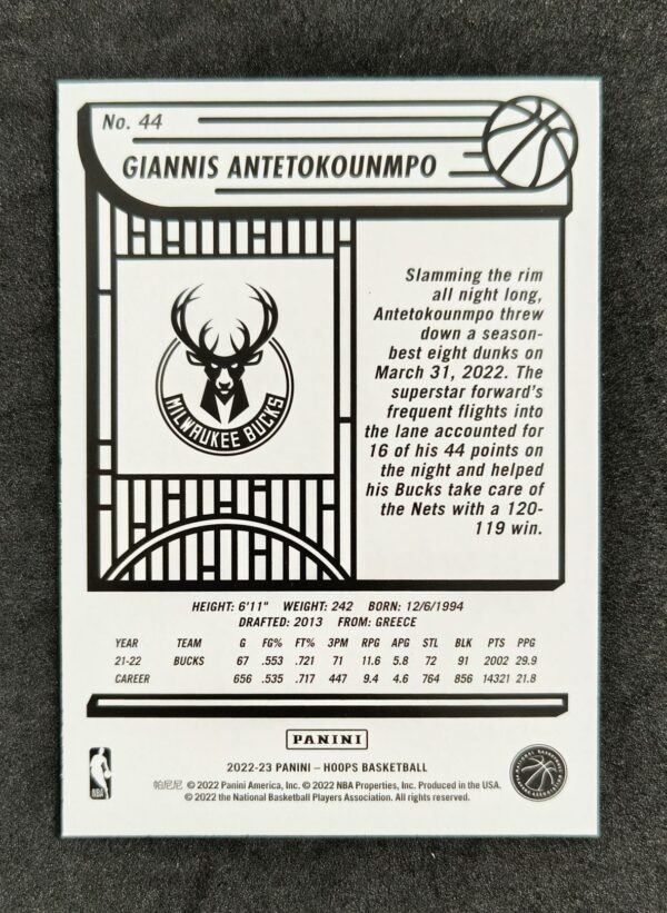 2022-23 Panini Hoops Giannis Antetokounmpo #44
