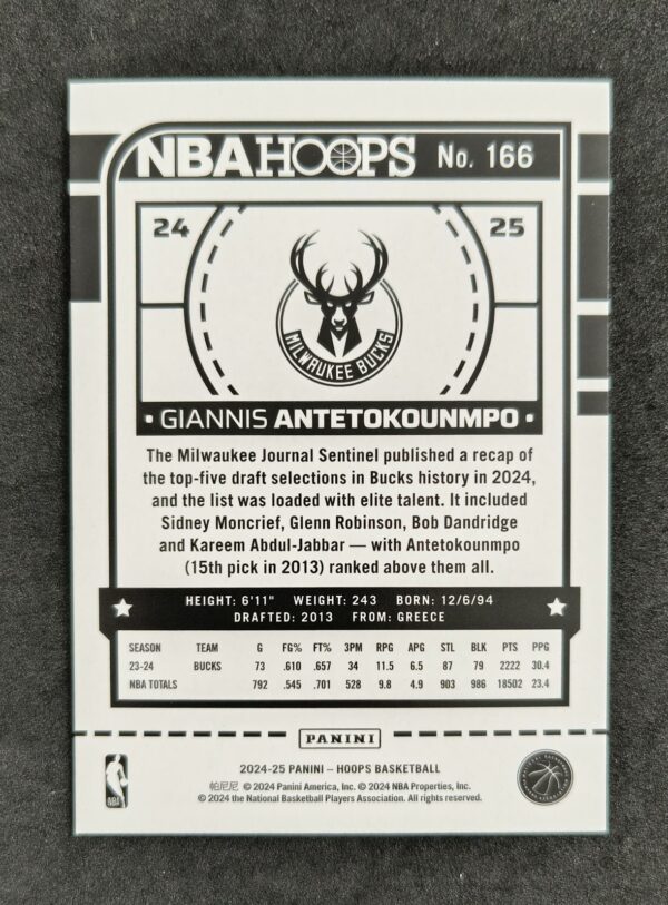 2024-25 Panini Hoops Giannis Antetokounmpo #166