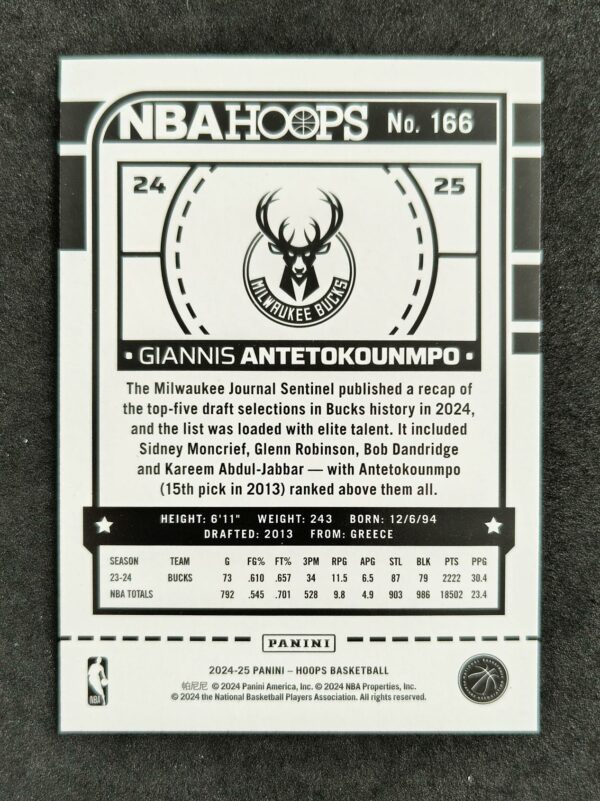 2024-25 Panini Hoops Giannis Antetokounmpo #166 Purple