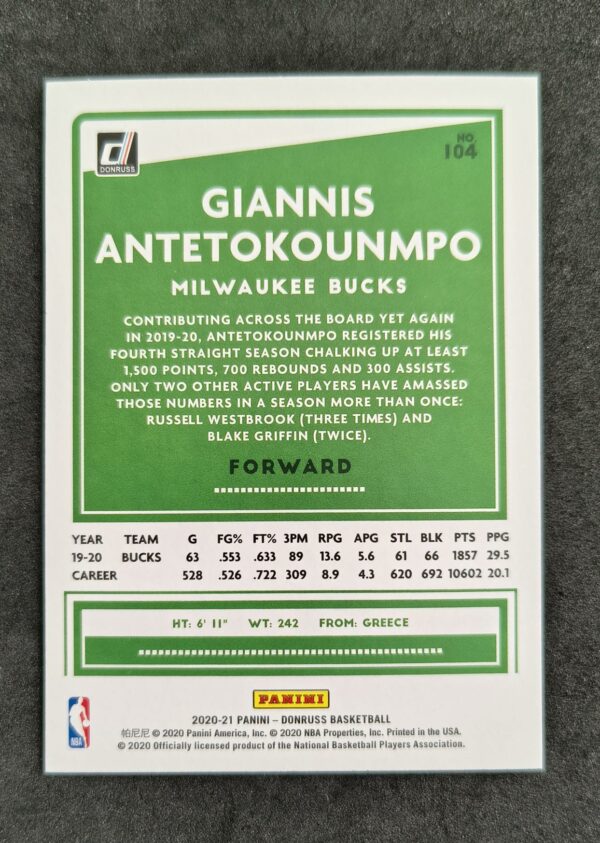 2020-21 Panini Donruss Giannis Antetokounmpo #104