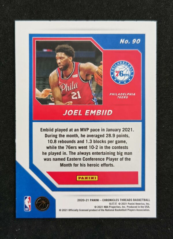 2020-21 Panini Chronicles Threads Joel Embiid #90