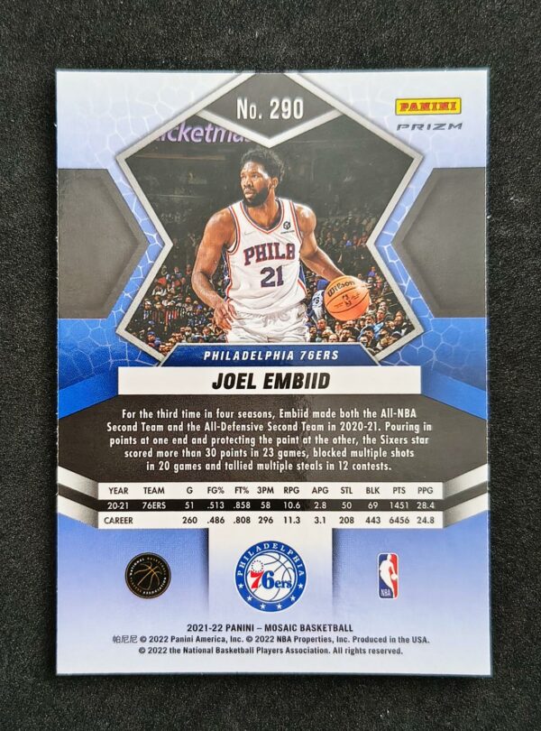 2021-22 Panini Mosaic All-NBA Joel Embiid #290 Silver Prizm