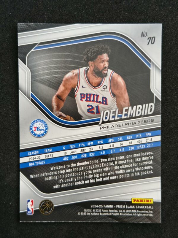 2024-25 Panini Prizm Black Joel Embiid #70