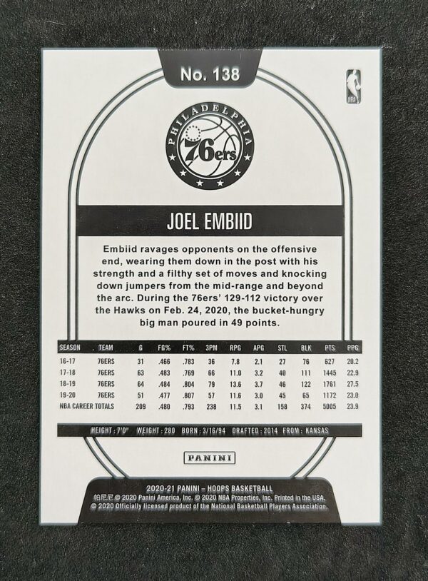 2020-21 Panini Hoops Joel Embiid #138