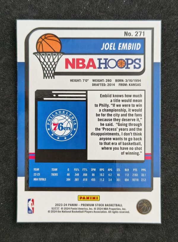2023-24 Panini Hoops Premium Stock Joel Embiid #271