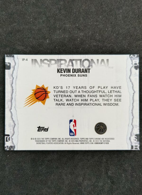 2025-26 Topps Chrome Inspirational Game Never Stops Kevin Durant