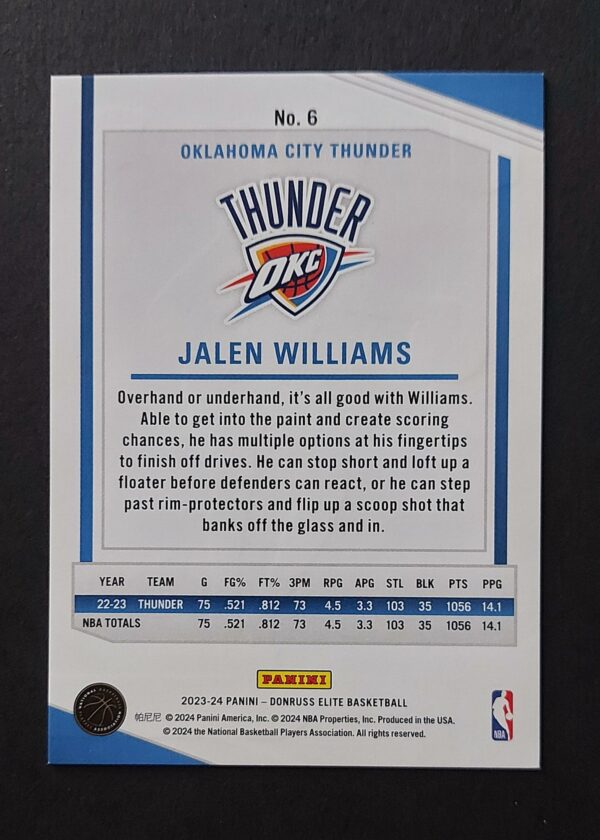 2023-24 Panini Elite Jalen Williams #6 51/75