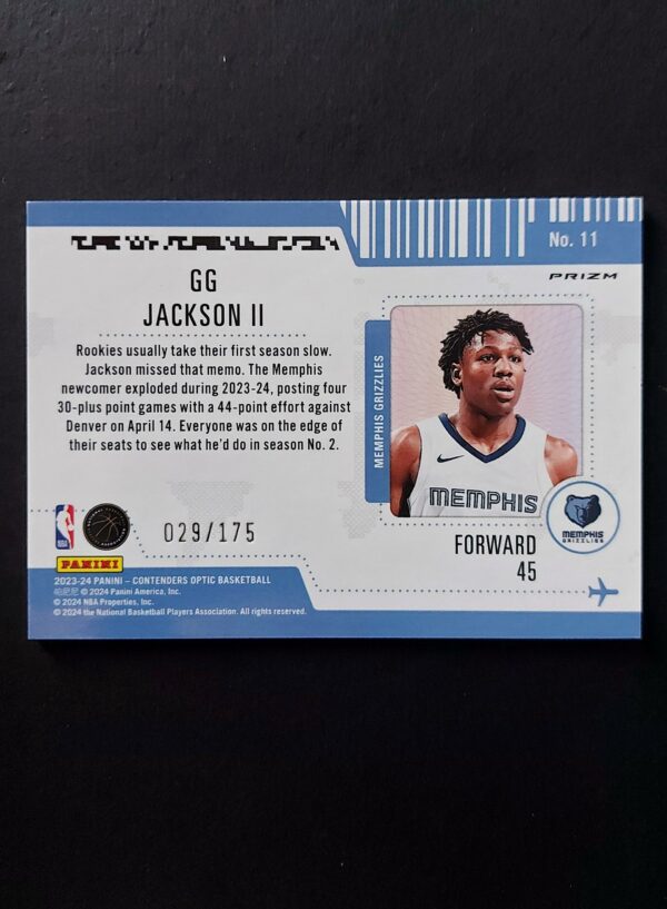 2023-24 Panini Contenders Optic First Class Ticket GG Jackson II #11 029/175 RC
