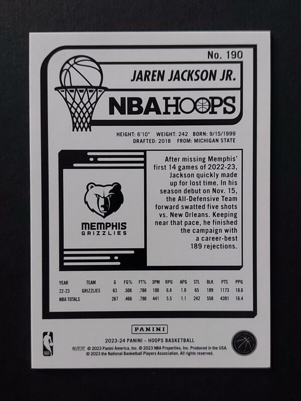 2023-24 Panini Hoops Jaren Jackson Jr #190 64/99