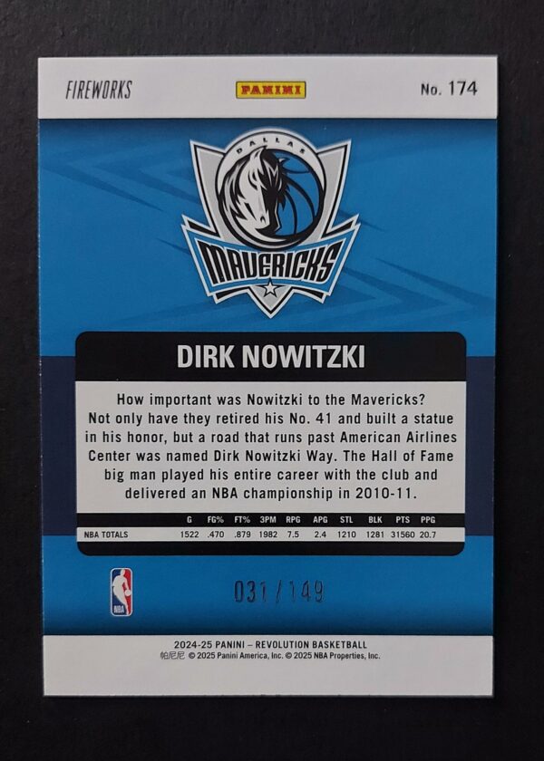 2024-25 Panini Revolution Legends Dirk Nowitzki #174 031/149 Fireworks