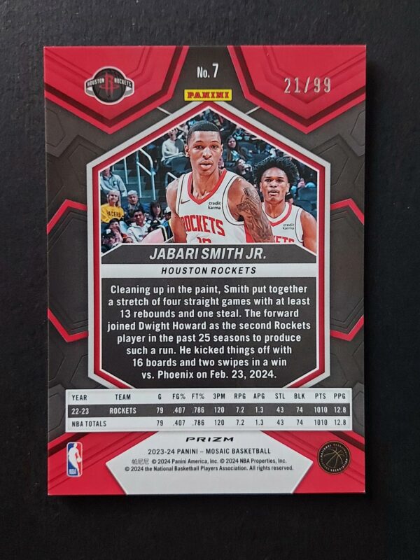 2023-24 Panini Mosaic Jabari Smith Jr #7 21/99