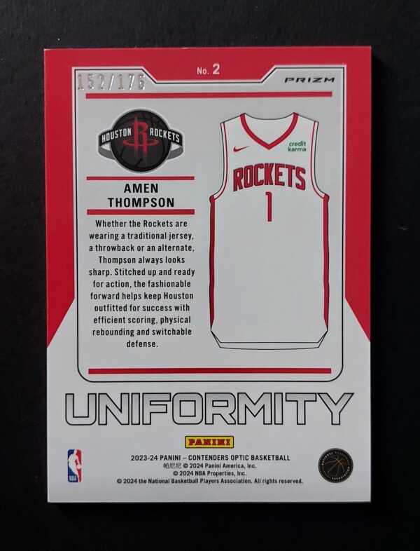 2023-24 Panini Contenders Optic Uniformity Amen Thompson #2 152/175 RC