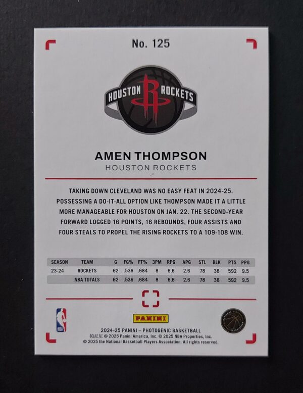 2024-25 Panini Photogenic Amen Thompson #125 19/75