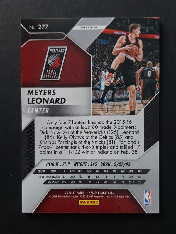 2016-17 Panini Prizm Meyers Leonard #277 01/75