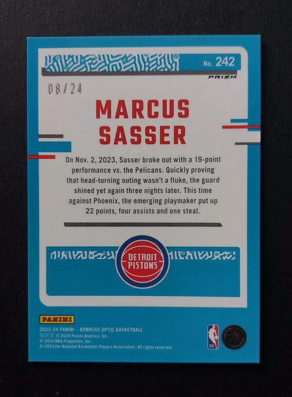 2023-24 Panini Optic Marcus Sasser #242 RC 08/24