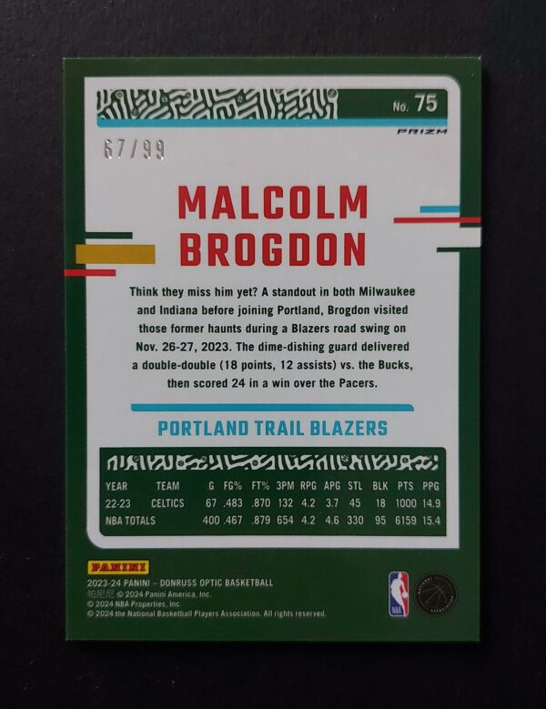 2023-24 Panini Optic Malcolm Brogdon #75 67/99