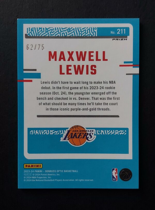 2023-24 Panini Optic Maxwell Lewis #211 RC 62/75
