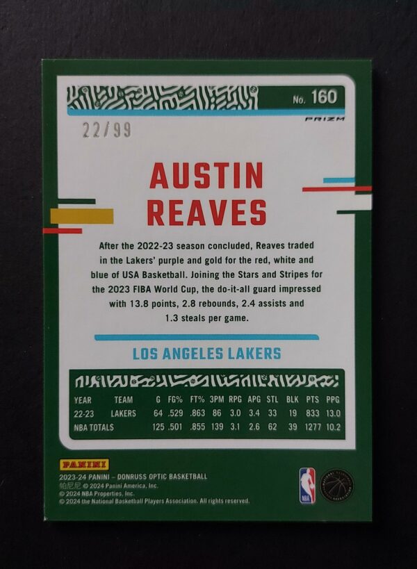 2023-24 Panini Optic Austin Reaves #160 22/99