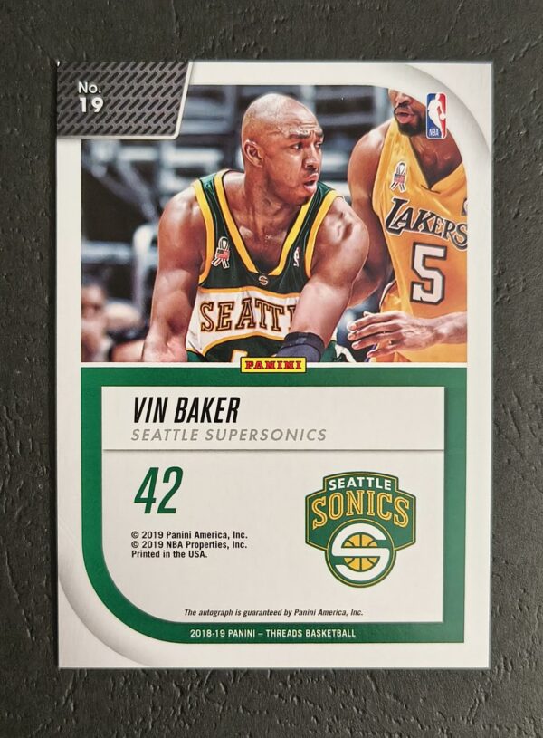 2018-19 Panini Threads Signage Vin Baker Auto
