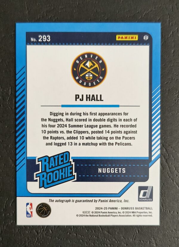 2024-25 Panini Donruss PJ Hall 70/99 #293 RC Auto